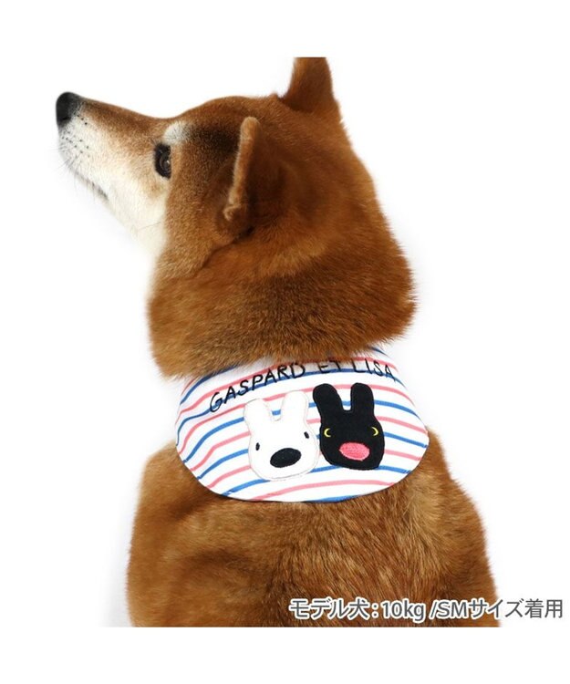 PET PARADISE リサとガスパール クールバンダナ 《ボーダー》 中型犬 ホワイト