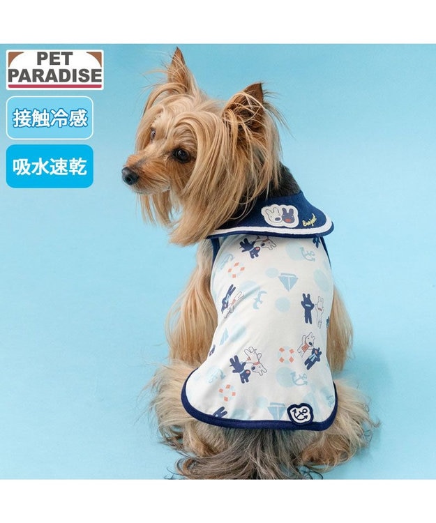 PET PARADISE リサとガスパール 接触冷感 タンクトップ 《マリン柄》 小型犬 ホワイト×ネイビー