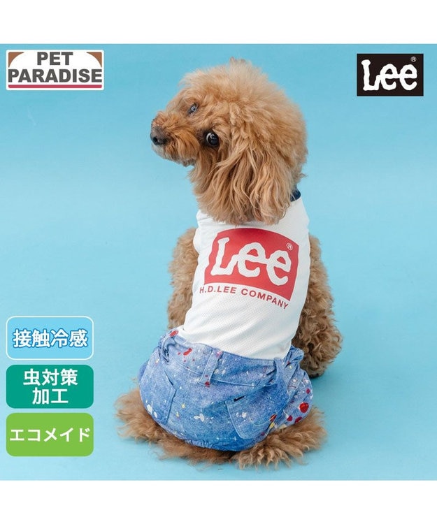 PET PARADISE Lee エコメイド ロンパース《スプラッシュ柄》小型犬 ホワイト×ネイビー