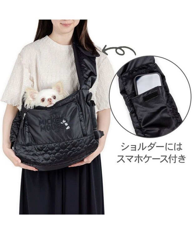 PET PARADISE ディズニー ミッキーマウス 白黒 スリングバッグ Ｓ ブラック