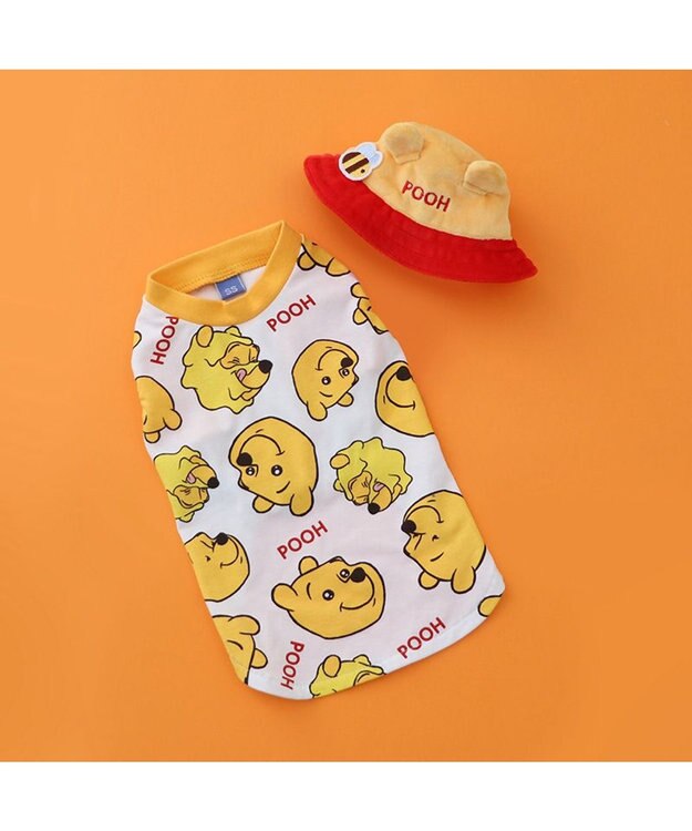PET PARADISE ディズニー くまのプーさん バケットハット付き Tシャツ 小型犬 イエロー