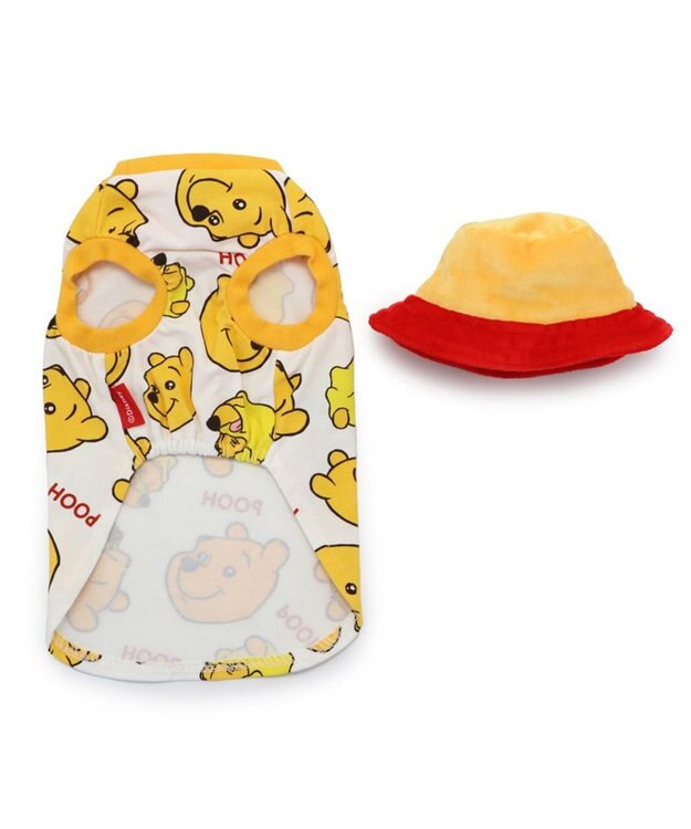 PET PARADISE ディズニー くまのプーさん バケットハット付き Tシャツ 小型犬 イエロー