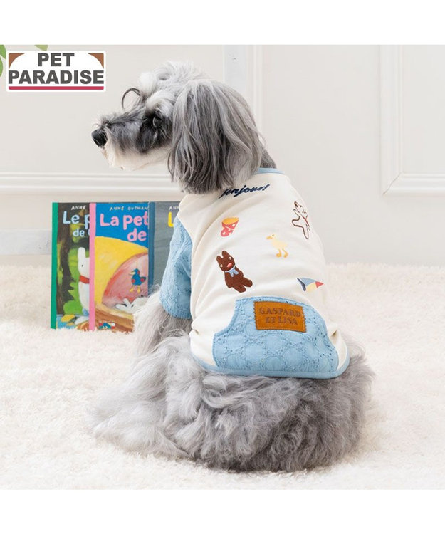 PET PARADISE リサとガスパール 刺繍 レース Ｔシャツ 小型犬 ブルー