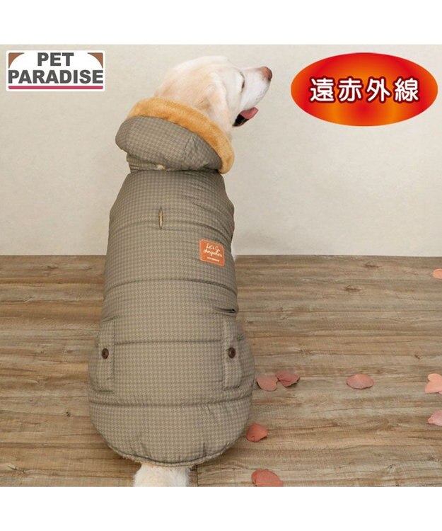 PET PARADISE ペットパラダイス 防寒コート 《千鳥柄》 中型犬 大型犬 カーキ