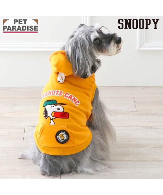 PET PARADISE スヌーピー ワッペン パーカー 小型犬 オレンジ