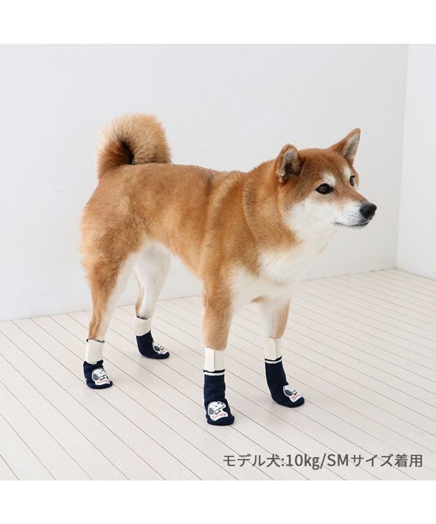 PET PARADISE スヌーピー makokoro スリット 靴下 ＳＭ 中型犬 紺(ネイビー・インディゴ)