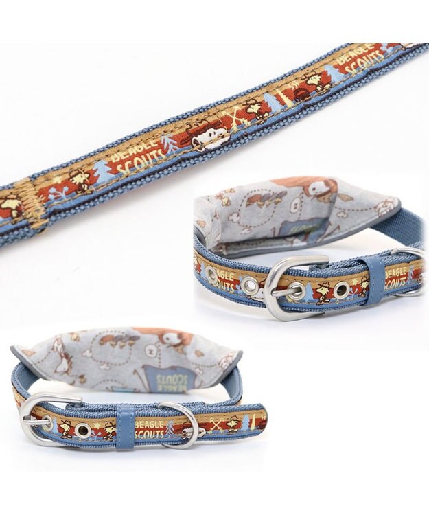 PET PARADISE スヌーピー 首輪 ビーグルスカウト柄 反射付き 【Ｌ】大型犬 グレー