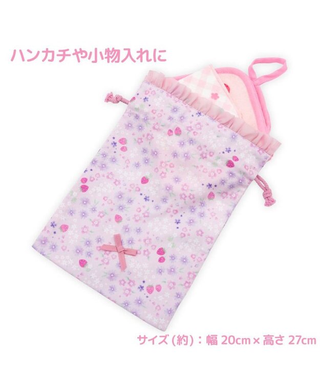 Mother garden マザーガーデン 野いちご 学童布バッグ ＆ 巾着4点セット《小花いちご柄》 小花いちご柄