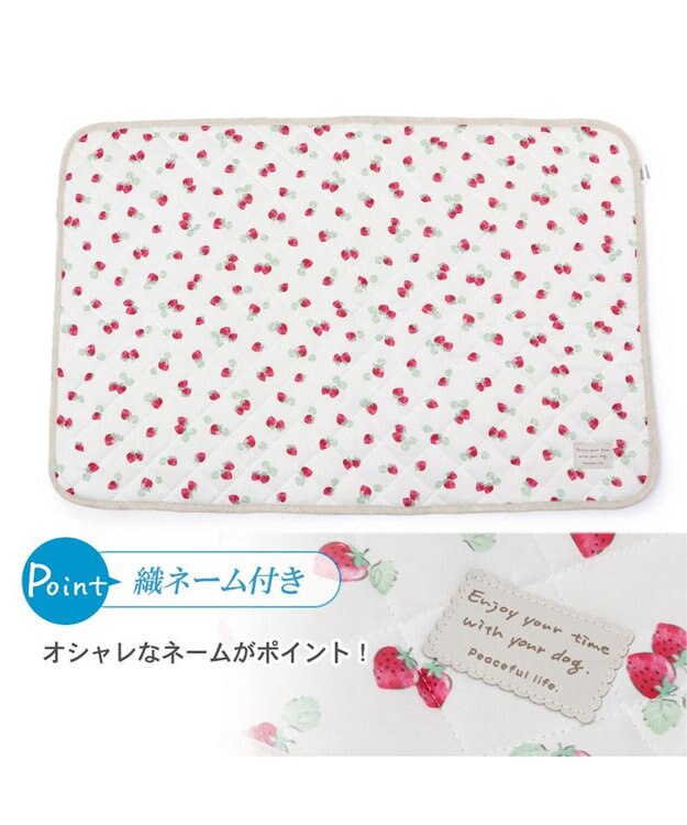 PET PARADISE 接触冷感 柔らか クールマットM《苺 ネイティブ 》 (90×60cm) 苺柄