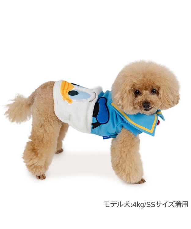 PET PARADISE ディズニー ドナルドダック 顔 ふわ トレーナー 小型犬 ブルー