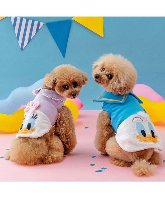 PET PARADISE ディズニー ドナルドダック 顔 ふわ トレーナー 小型犬 ブルー