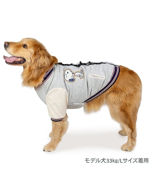 PET PARADISE スヌーピー 遠赤外線 背開き スタジャン 中型犬 大型犬 グレー