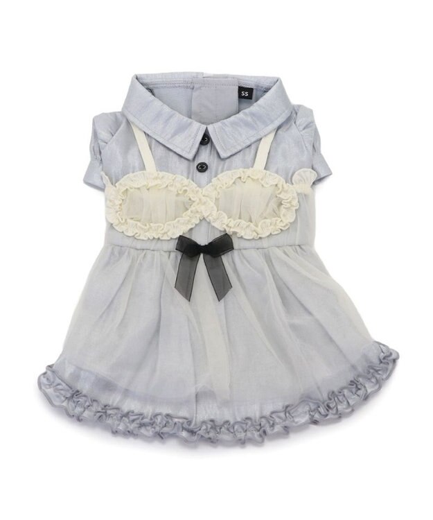 PET PARADISE cherircouture ドッキングワンピース 小型犬 グレー