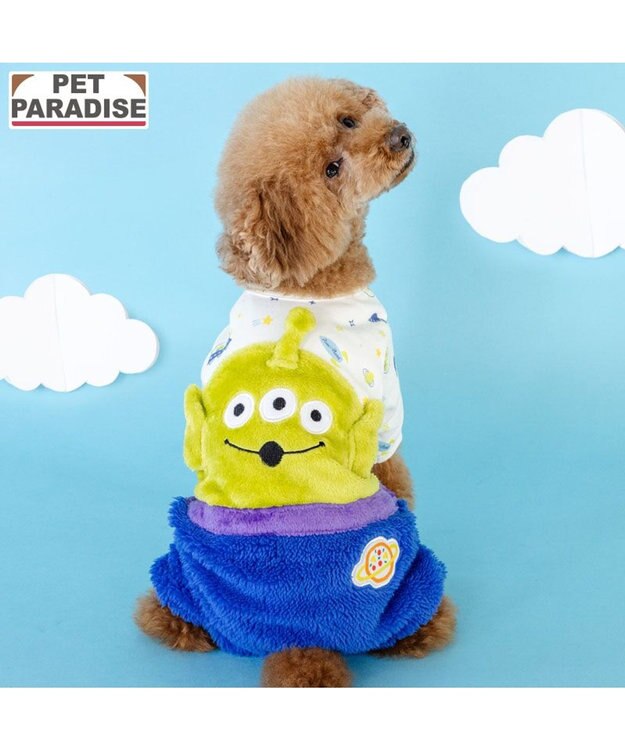 PET PARADISE ディズニー トイ・ストーリー ふわふわエイリアン ロンパース 小型犬 ホワイト×ライム