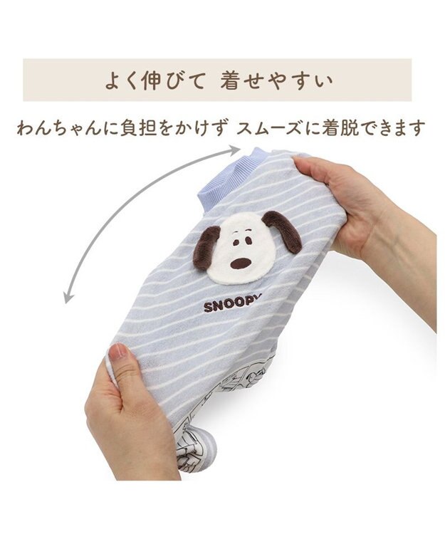 PET PARADISE スヌーピー サーモキープ お顔コミックTシャツ 中型犬 大型犬 ライトインディゴブルー