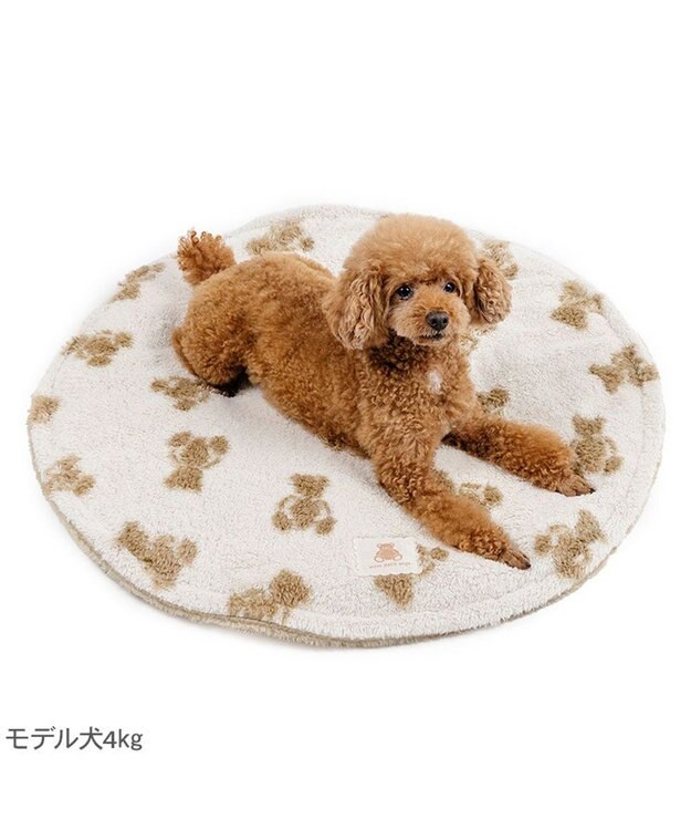 PET PARADISE ペットパラダイス くまちゃん織り 遠赤外線 ボアマット 丸型 Ｓ ホワイト×ブラウン