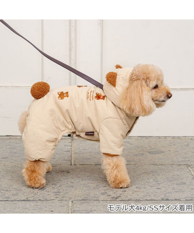 PET PARADISE ペットパラダイス くまちゃん 刺繍 綿入り ロンパース 小型犬 ブラウン