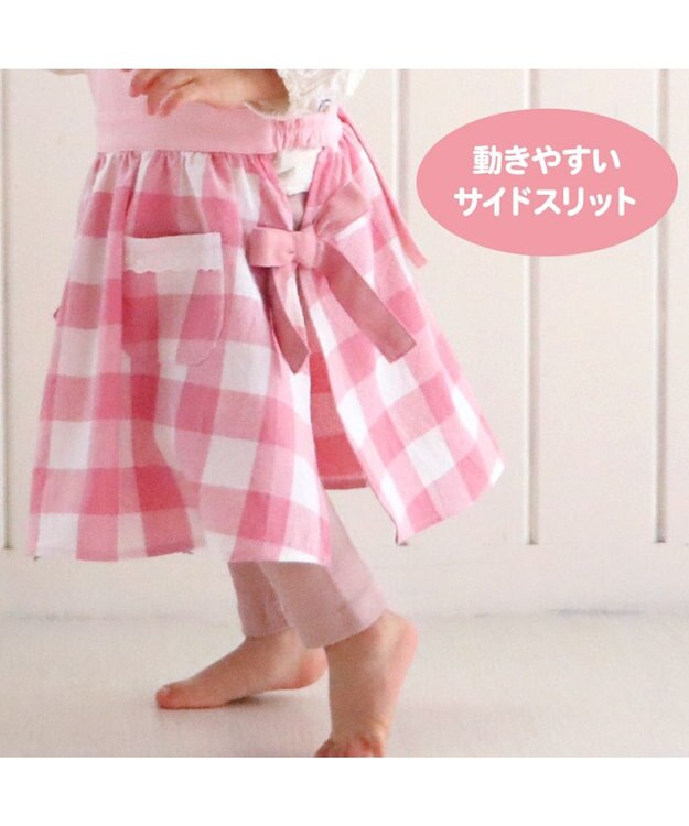 Mother garden マザーガーデン 野いちご フリルエプロン 90cm～110cm ポケット付き ピンク（淡）