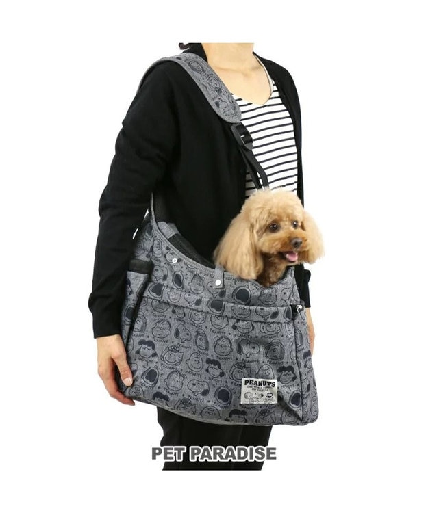 PET PARADISE スヌーピー スリング キャリーバッグ 《フェイス柄》 M 小型犬 グレー