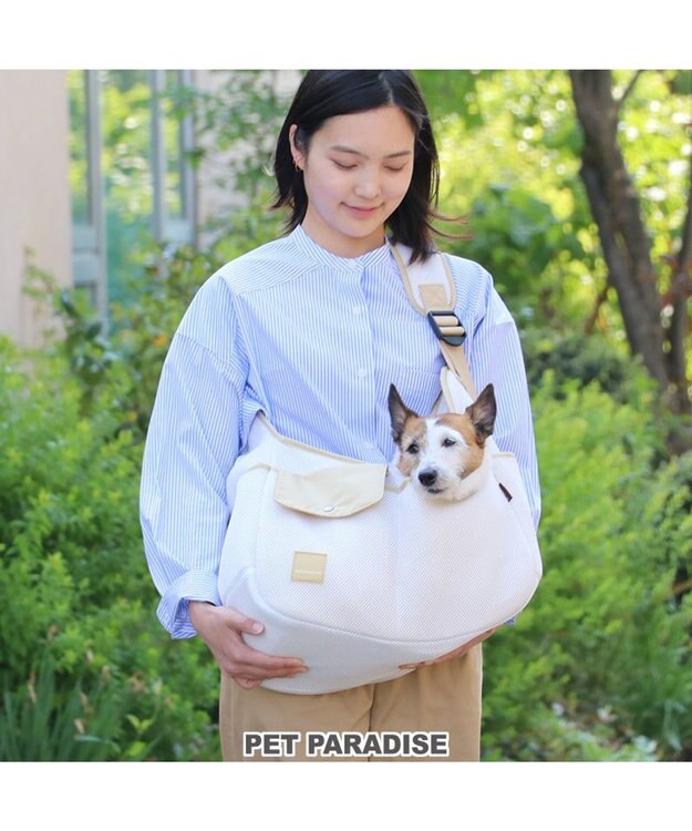 PET PARADISE ソフト メッシュスリング キャリーバッグ 【小型犬】 ブラック / ホワイト ホワイト