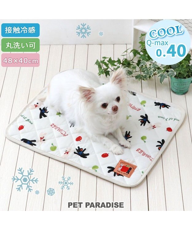 PET PARADISE リサとガスパール 冷感柔らかマット 《リンゴ柄》 Ｓ ホワイト