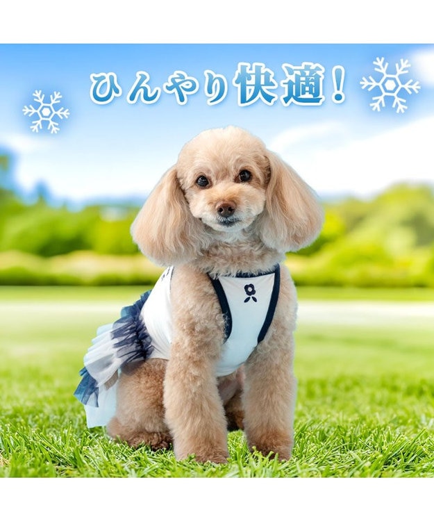 PET PARADISE ペットパラダイス 接触冷感 チュール ワンピース 小型犬 ホワイト×ネイビー