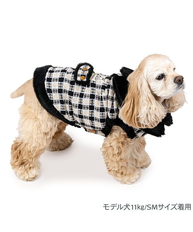 PET PARADISE スヌーピー 黒ツイード ベスト  中型犬 ブラック×ホワイト