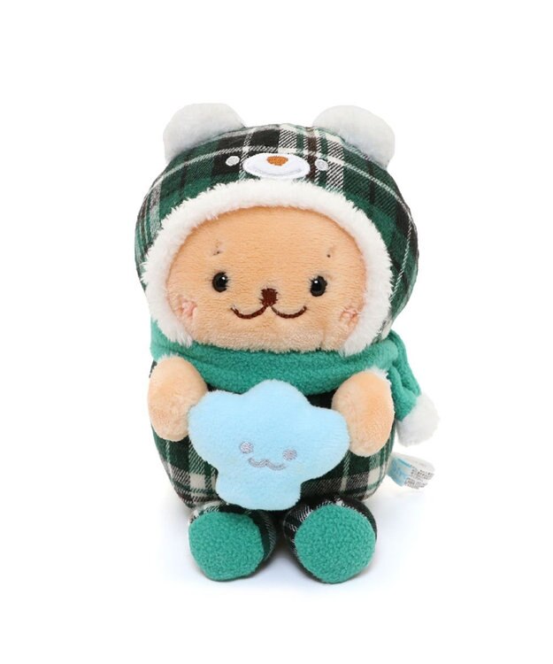 Mother garden しろたん お座り マスコット クリスマス ベア 《しろたん赤 / らっこいぬ緑》 単品 らっこいぬ・緑