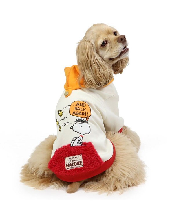 PET PARADISE スヌーピー  ペティヒート パーカー《赤屋根柄 》中型犬 大型犬 白～オフホワイト