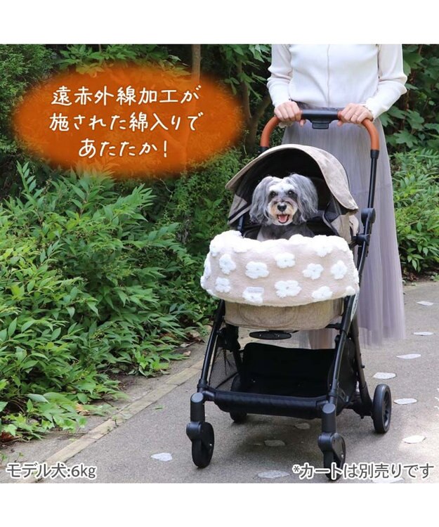 PET PARADISE ペットパラダイス 遠赤外線 ボアカート用クッション 《お花柄》 ベージュ