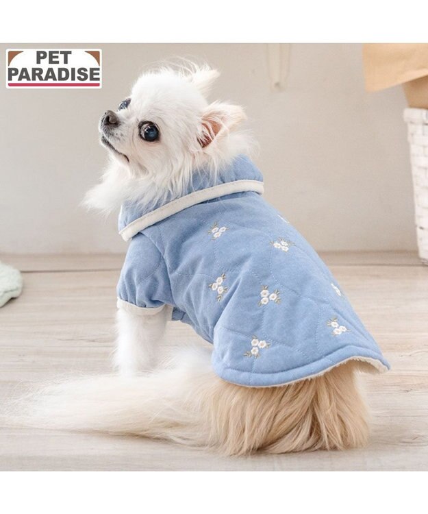PET PARADISE ペットパラダイス キルトジャケット 《小花》 小型犬 ライトブルー