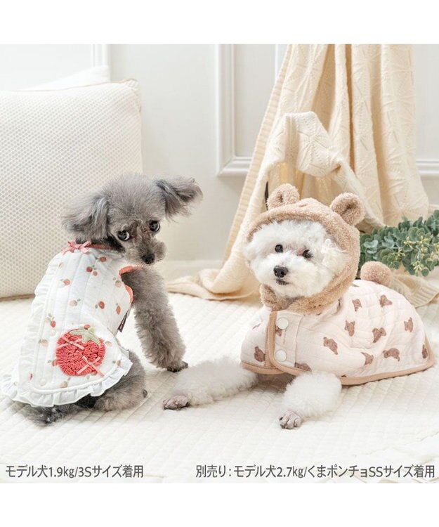 PET PARADISE ペットパラダイス ふわりと キルトベスト 《いちご》 超小型犬 小型犬 ホワイト