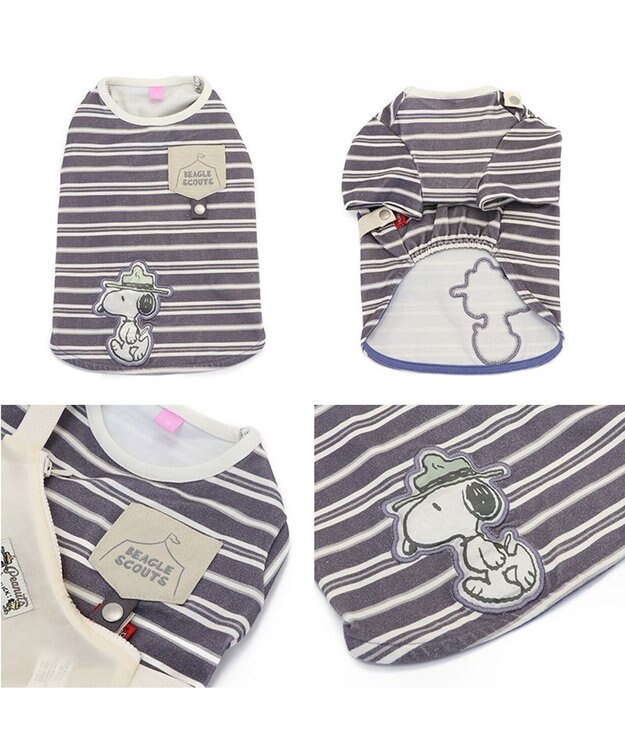 PET PARADISE スヌーピー お揃いTシャツ マルチボーダー 《グレー》 中型犬 大型犬 グレー
