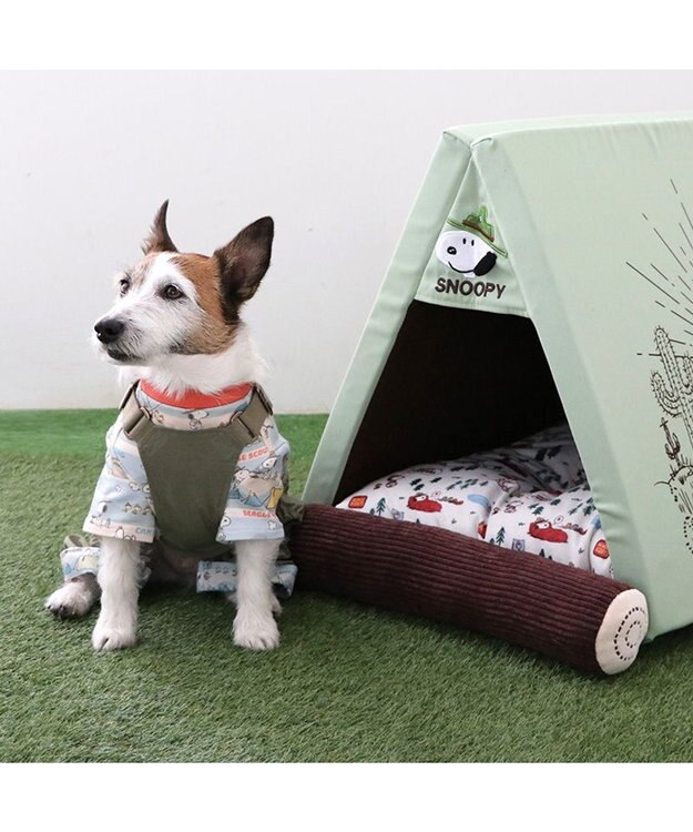 PET PARADISE スヌーピー ビーグルスカウト オーバーオール 《キャンプ柄》 小型犬 キャンプ柄