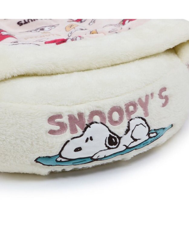 PET PARADISE スヌーピー  寝袋  丸型《うたたね柄》M 小型犬 径60cm ベージュ
