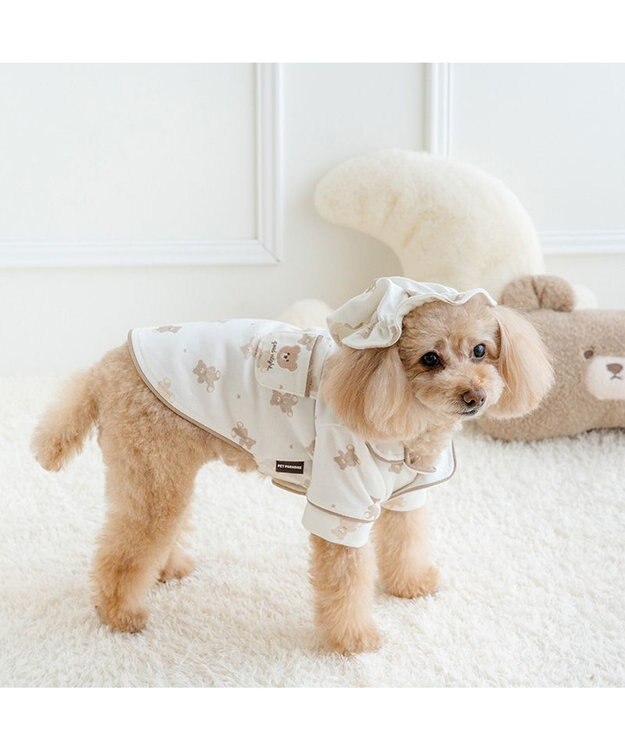 PET PARADISE ペットパラダイス くまさん パジャマ 小型犬 ホワイト×ブラウン