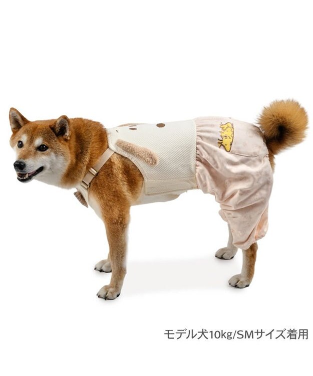 PET PARADISE スヌーピー なかよし オーバーオール 中型犬 ベージュ