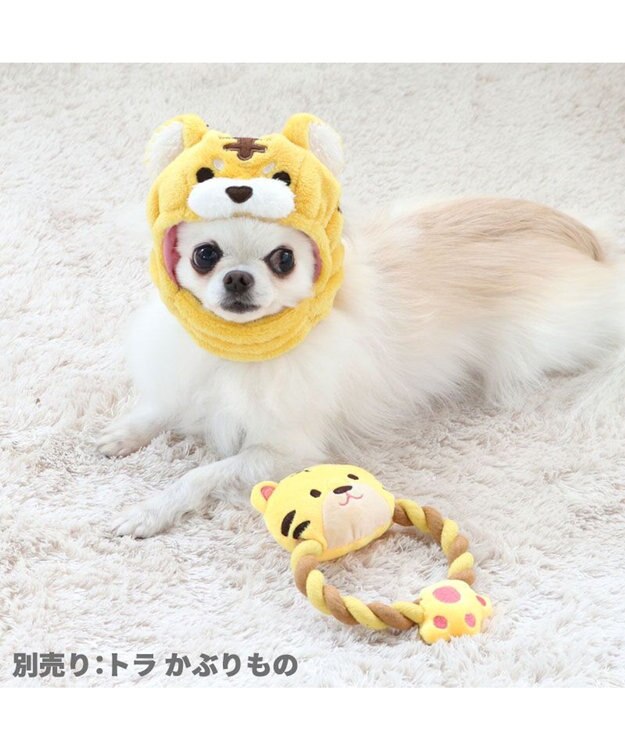 PET PARADISE 犬 おもちゃ トラ ロープおもちゃ  トイ ＴＯＹ 虎 とら お正月 年賀状 干支 音が鳴る ぬいぐるみ ボール ロープ オモチャ 玩具 小型犬 おもちゃ 猫 かわいい おもしろ インスタ映え 黄