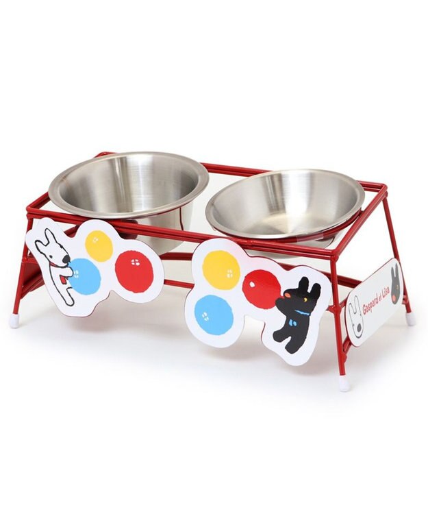 PET PARADISE リサとガスパール ワイヤーえさ皿 《風船柄》 小2個 レッド