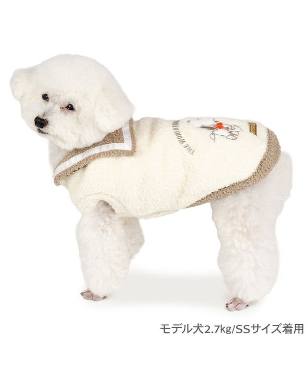 PET PARADISE スヌーピー 遠赤外線 セーラーニット お散歩 小型犬 ホワイト×ブラウン