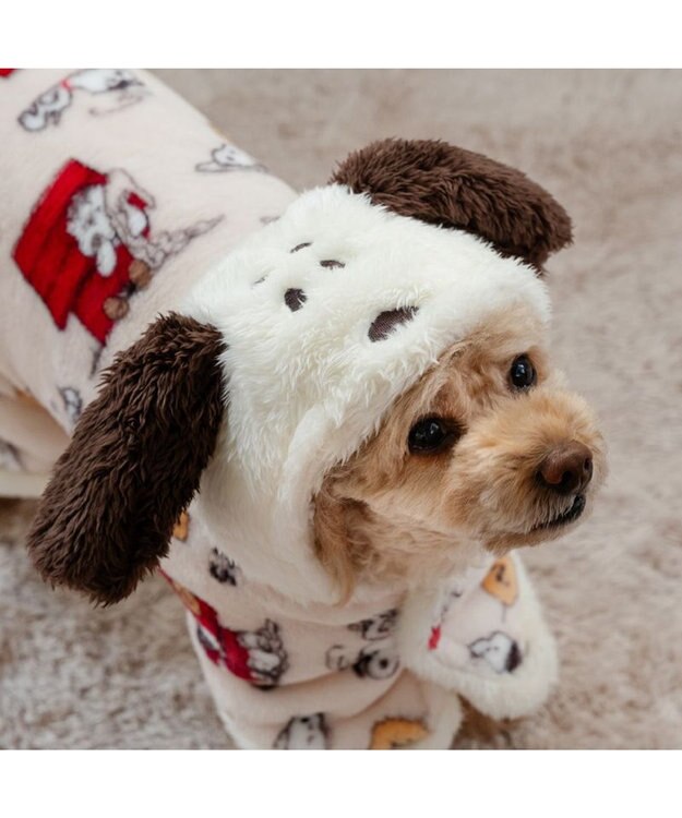 PET PARADISE スヌーピー 着る毛布  《うたたね柄》 小型犬 ベージュ