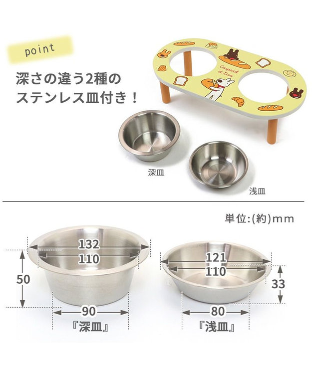 PET PARADISE リサとガスパール テーブルえさ皿 《パン柄》 パン柄