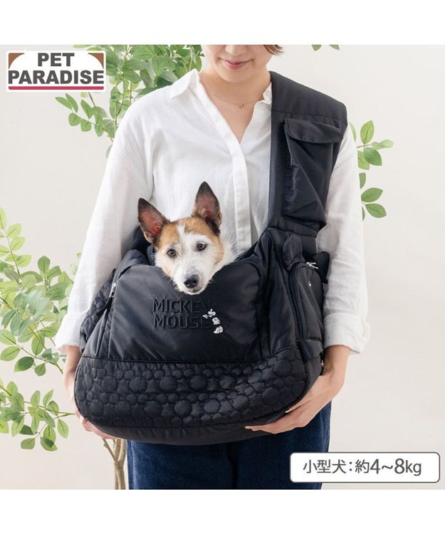 PET PARADISE ディズニー ミッキーマウス 白黒 スリングバッグ Ｍ ブラック