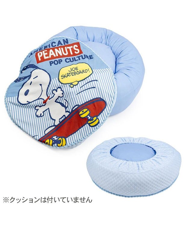 PET PARADISE ネット店限定 スヌーピー クッション用 替えカバー 《スケボー柄》 Ｍ ブルー