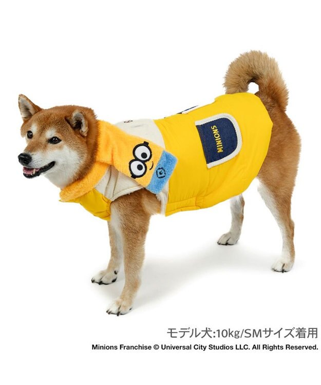 PET PARADISE ミニオン ボブ  遠赤外線 綿入れベスト マフラー付き 中型犬 イエロー