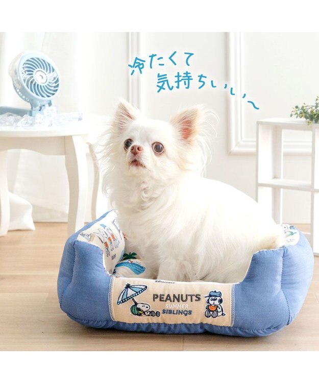 PET PARADISE スヌーピー クール 四角カドラー 《サマーバケーション柄》 Ｓ ホワイト×ブルー