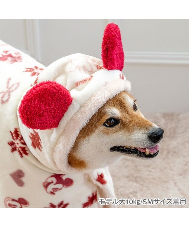 PET PARADISE ディズニー ミッキーマウス 着る毛布 《ニット柄》 中型犬 ホワイト×レッド