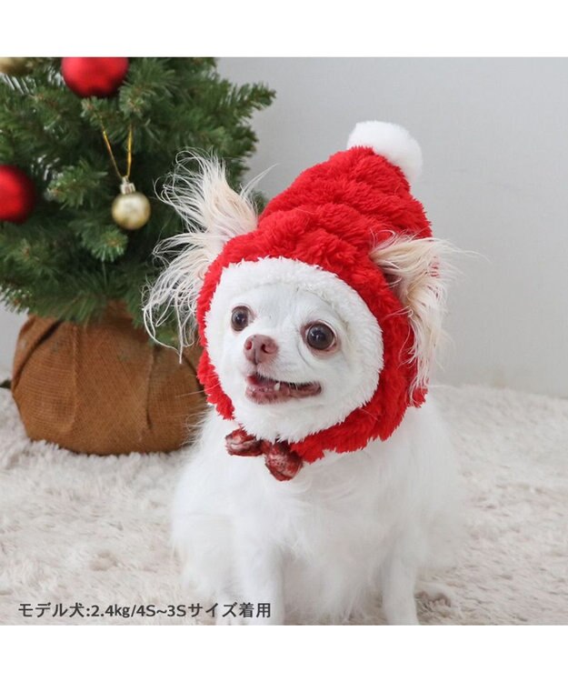 PET PARADISE ペットパラダイス クリスマス サンタ帽子 《ふわふわチェック柄 》 小型犬 サンタ