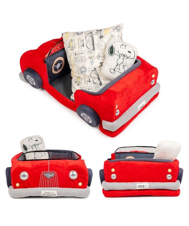 PET PARADISE スヌーピー マイカーカドラー 《レッド》 71×47cm Ｍ 小型犬 レッド