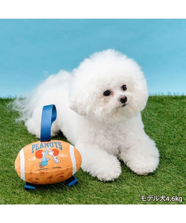 PET PARADISE スヌーピー タブ付 ラグビーボール トイ オレンジ